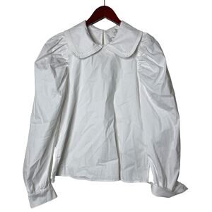 Munthe white cotton Peter Pan collar button down blouse sz 36 US 6